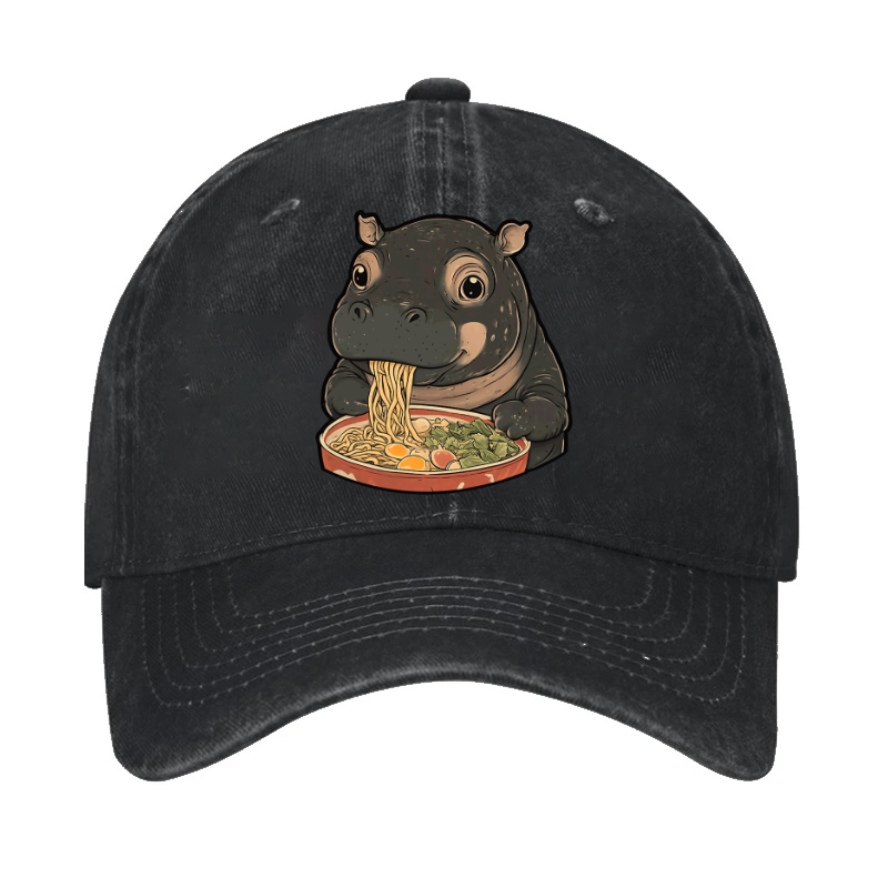 Hippo Ramen Vintage Cotton Cap