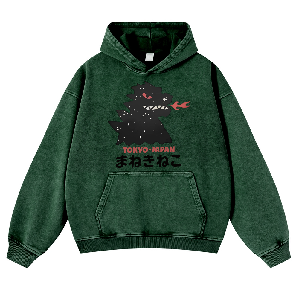 Kaiju Tokyo Japan Vintage Washed Thick Cotton Hoodie