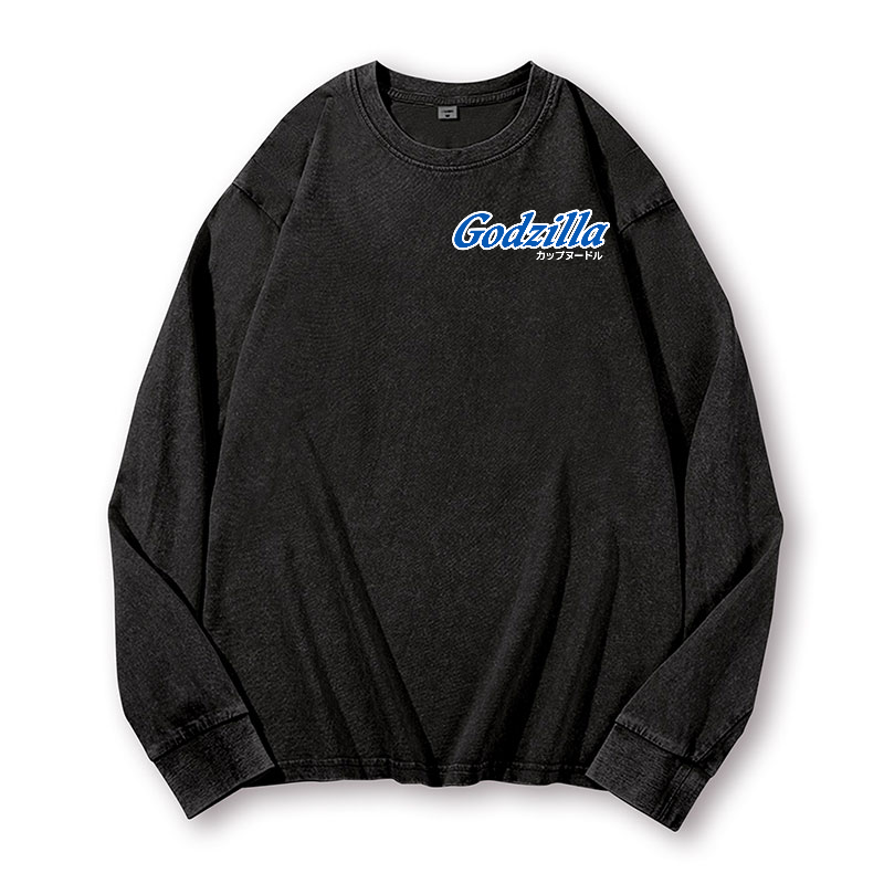 Cup Noodles Kaiju Vintage Washed Cotton Back Art Long-sleeve T-shirt