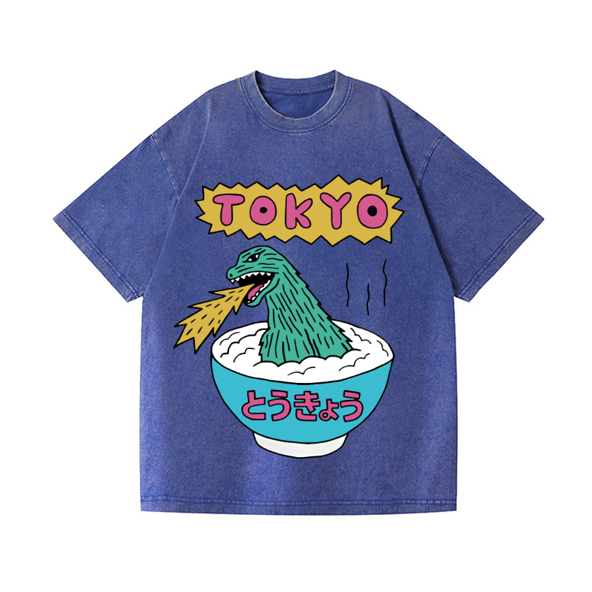 Kaiju The Monster Rice of Tokyo Vintage Wash Japanese Design T-Shirt