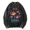 Yayoi Kusama Mushroom Vintage Cotton Wash Crewneck Long-Sleeve T-Shirt