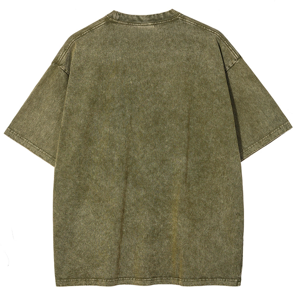 Kaiju Pattern Washed Vintage Short Sleeves T-Shirt