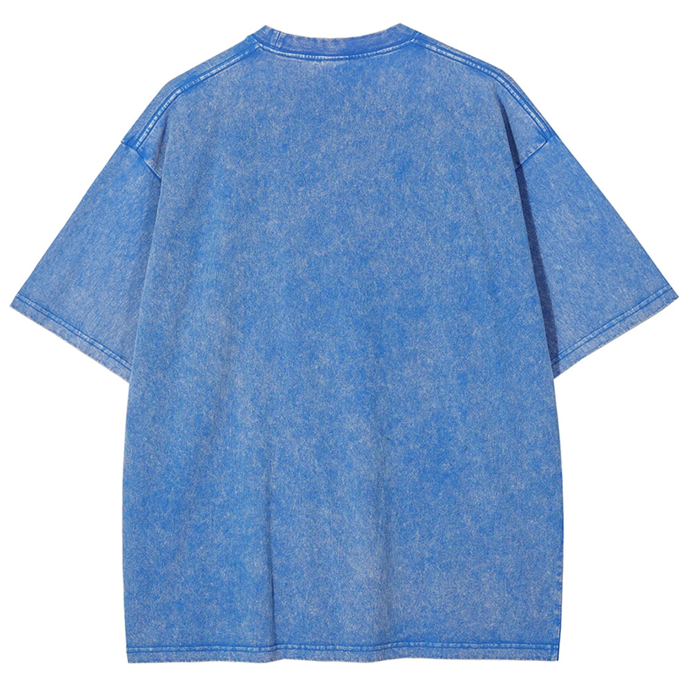 Kaiju Pattern Washed Vintage Short Sleeves T-Shirt