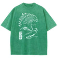 Kaiju Pattern Washed Vintage Short Sleeves T-Shirt