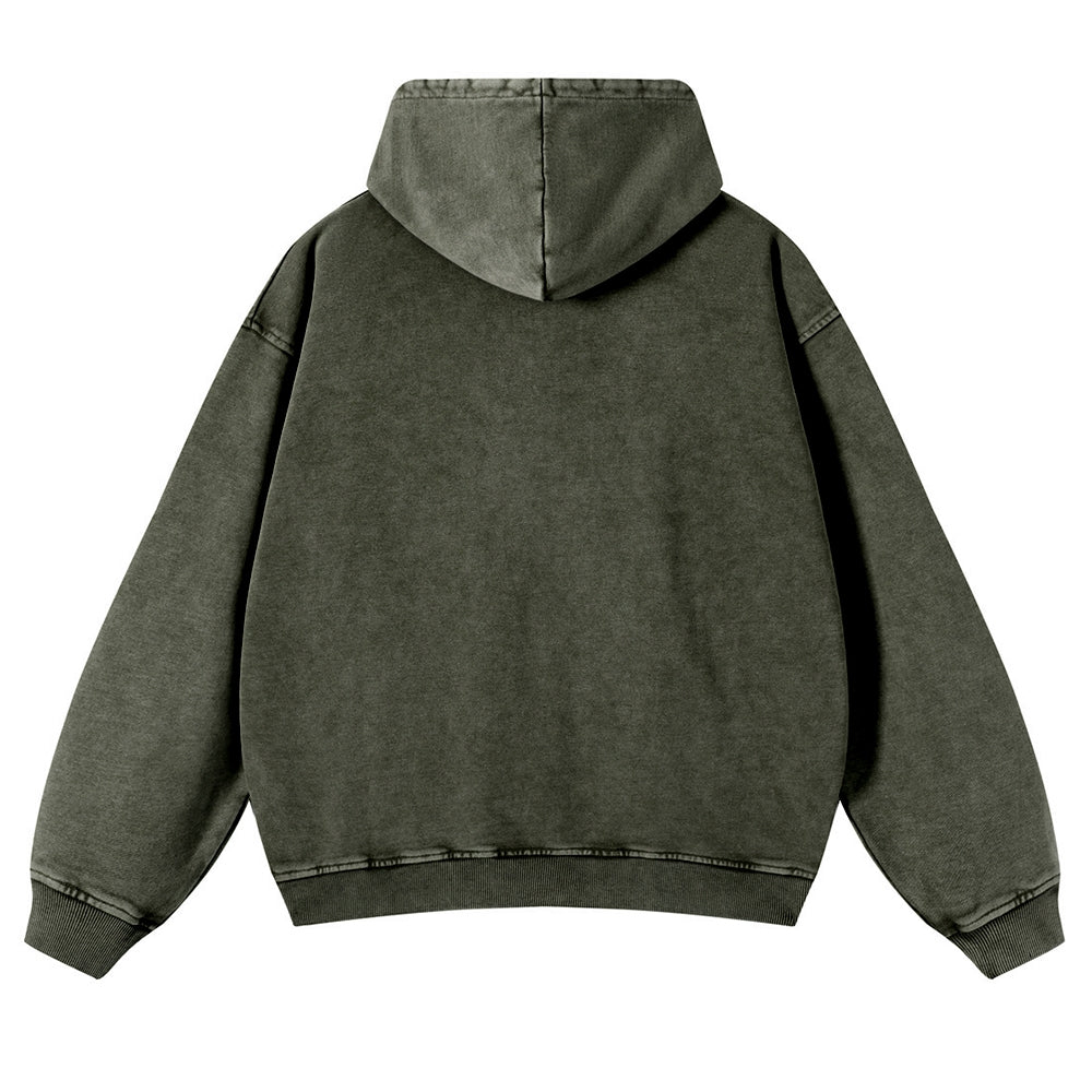 Japanese Kaiju Wave Ukiyoe Vintage Washed Hoodie