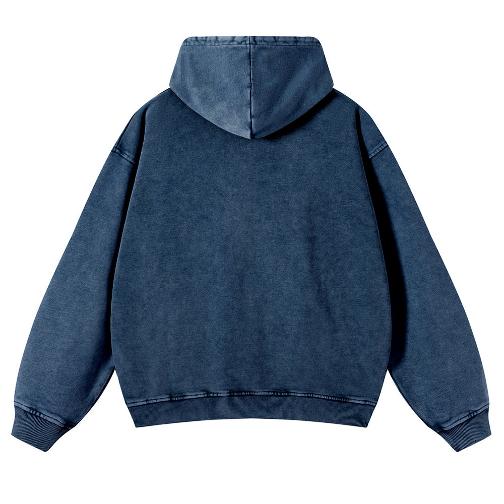 Japanese Kaiju Wave Ukiyoe Vintage Washed Hoodie