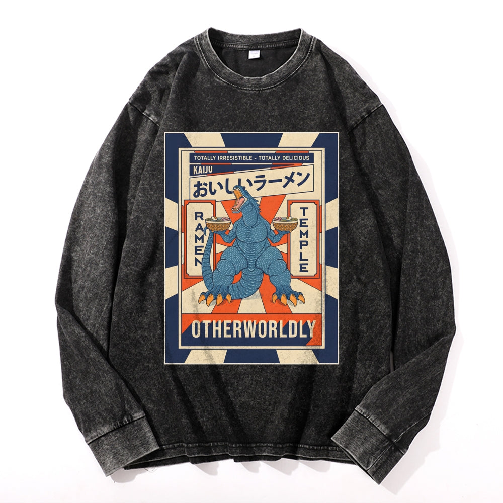 Ramen Kaiju Deep Washed Vintage Long Sleeves T-Shirt