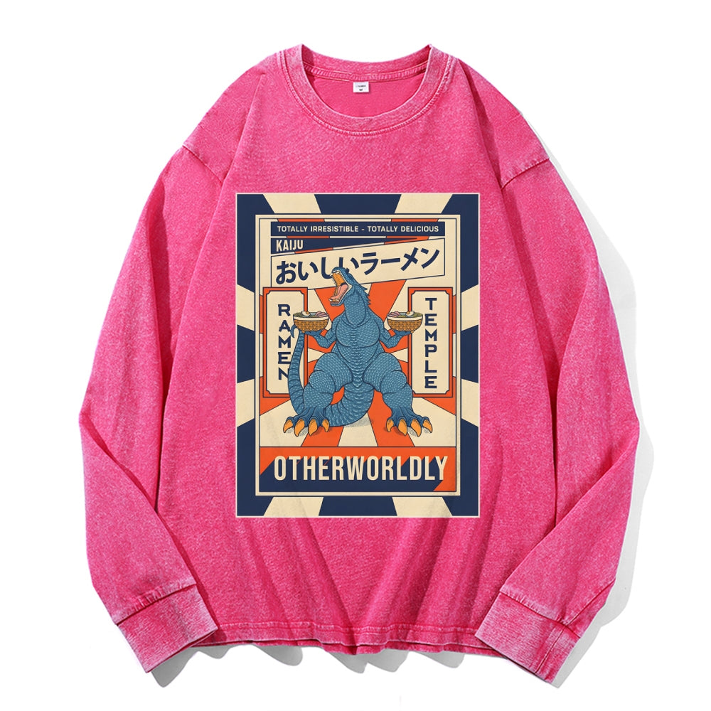 Ramen Kaiju Deep Washed Vintage Long Sleeves T-Shirt