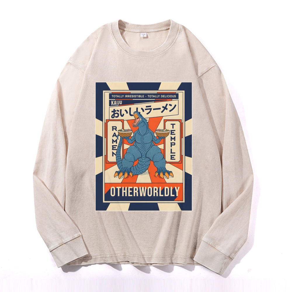 Ramen Kaiju Deep Washed Vintage Long Sleeves T-Shirt