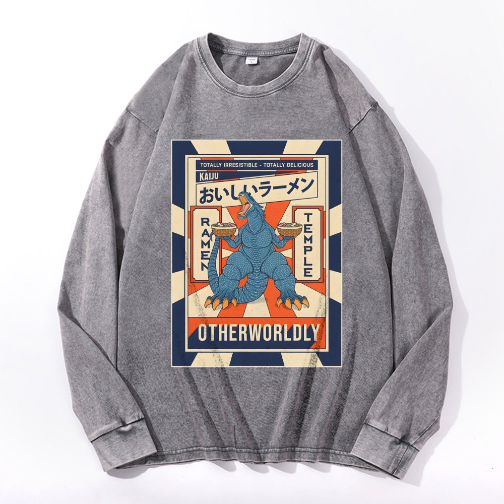 Ramen Kaiju Deep Washed Vintage Long Sleeves T-Shirt