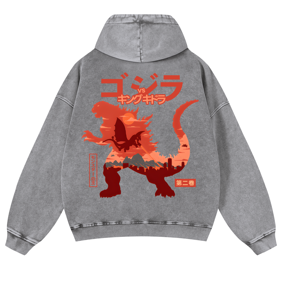 Kaiju Vintage Washed Cotton Back Art Hoodie