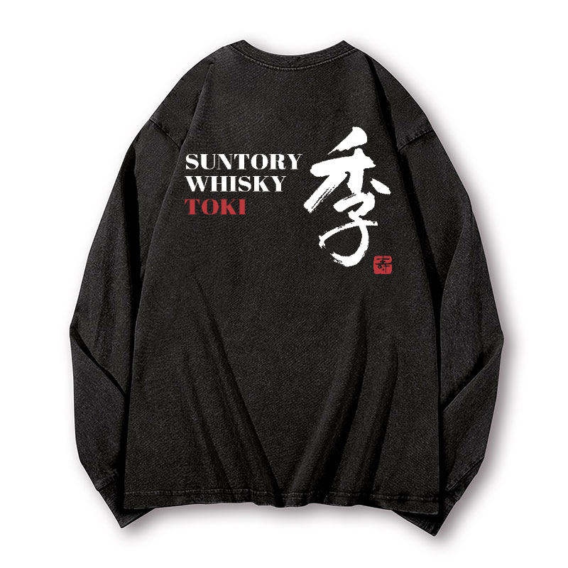 Toki Suntory Whisky Vintage Washed Cotton Back Art Long-sleeve T-shirt