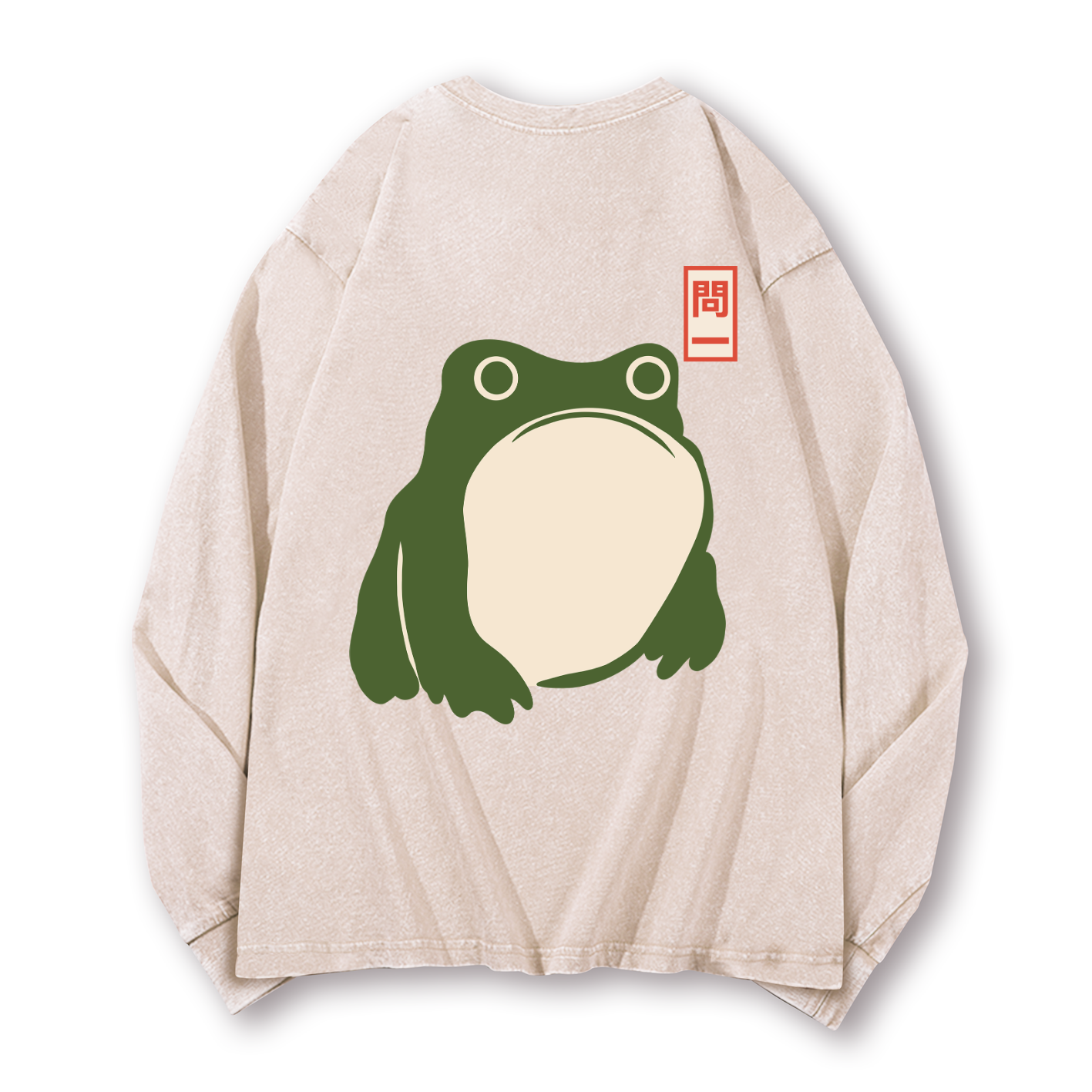 Frog Vintage Washed Cotton Back Art Long-sleeve T-shirt