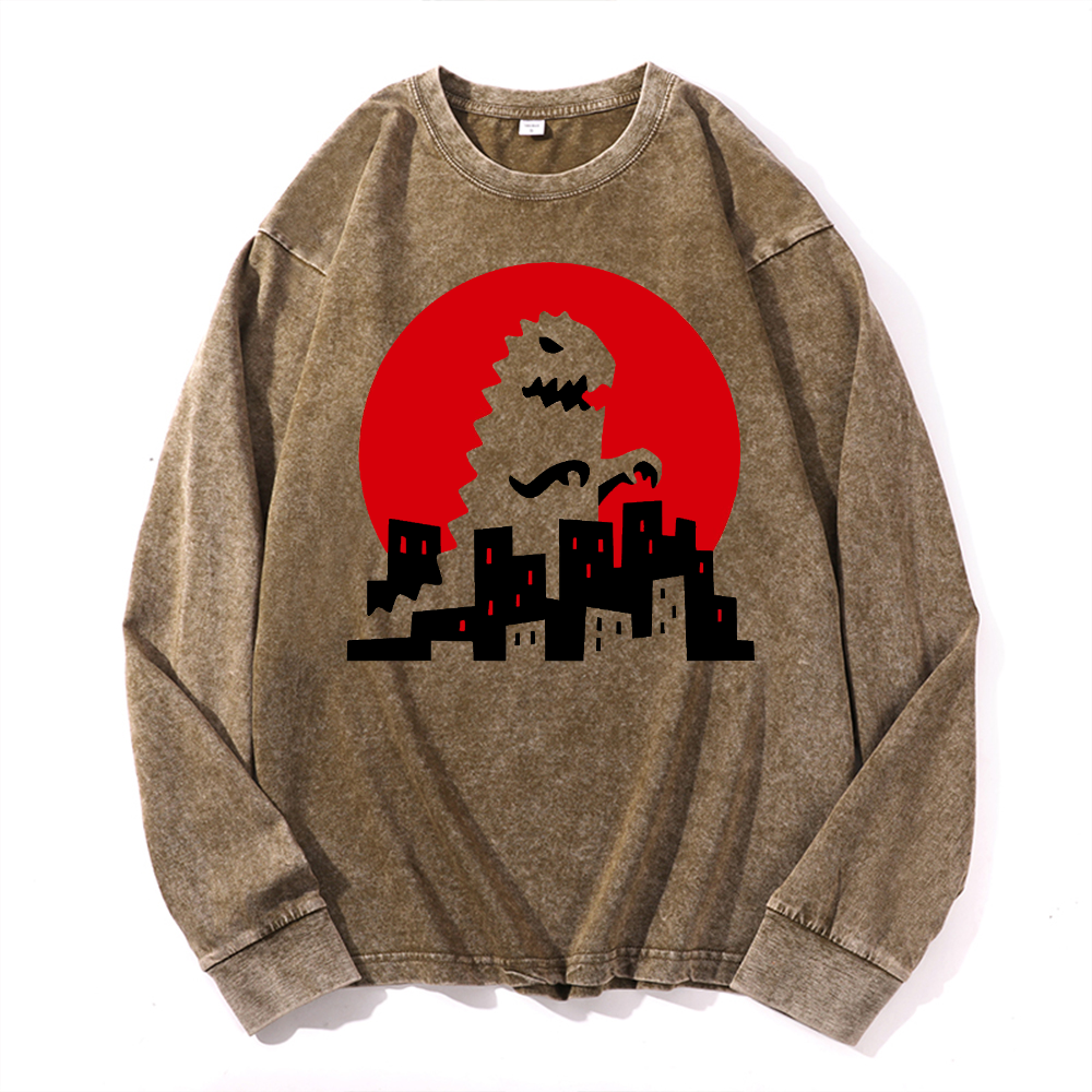 Vintage Cotton Wash Crewneck Long-Sleeve T-Shirt