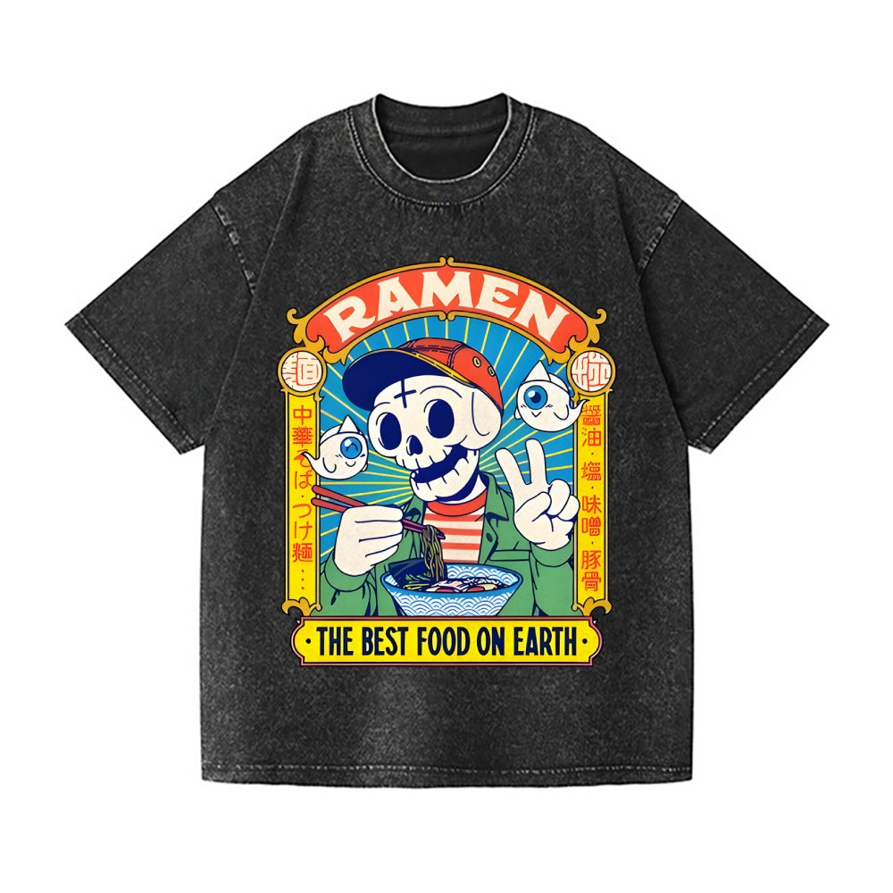 Ramen Skull Vintage Wash Japanese Design T-Shirt