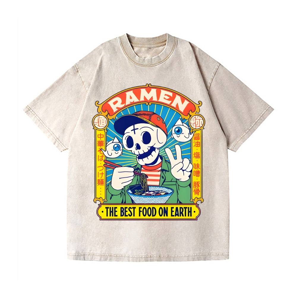 Ramen Skull Vintage Wash Japanese Design T-Shirt