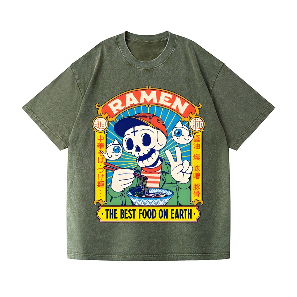Ramen Skull Vintage Wash Japanese Design T-Shirt