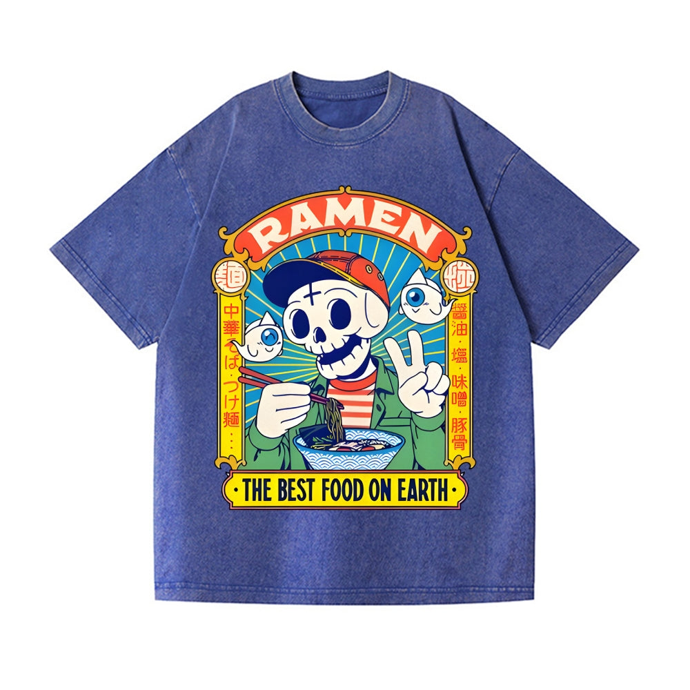 Ramen Skull Vintage Wash Japanese Design T-Shirt