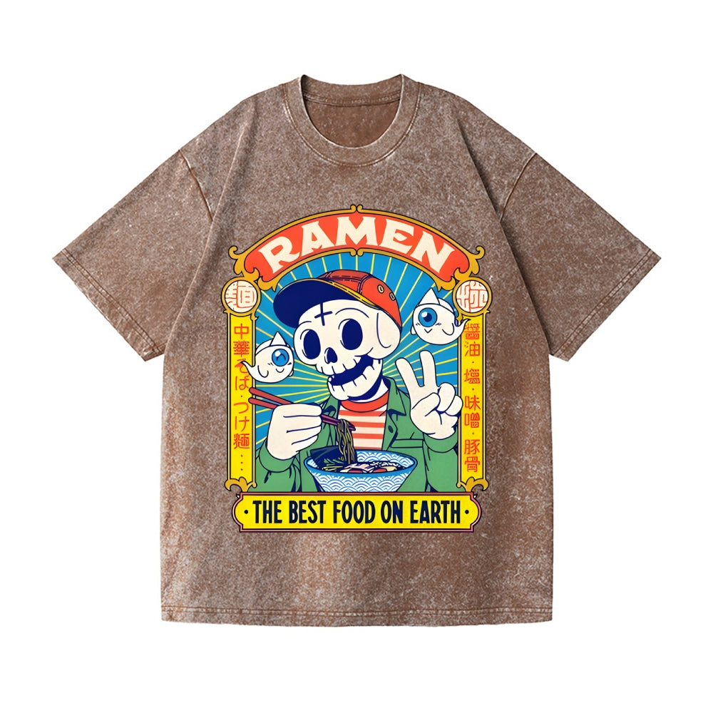 Ramen Skull Vintage Wash Japanese Design T-Shirt