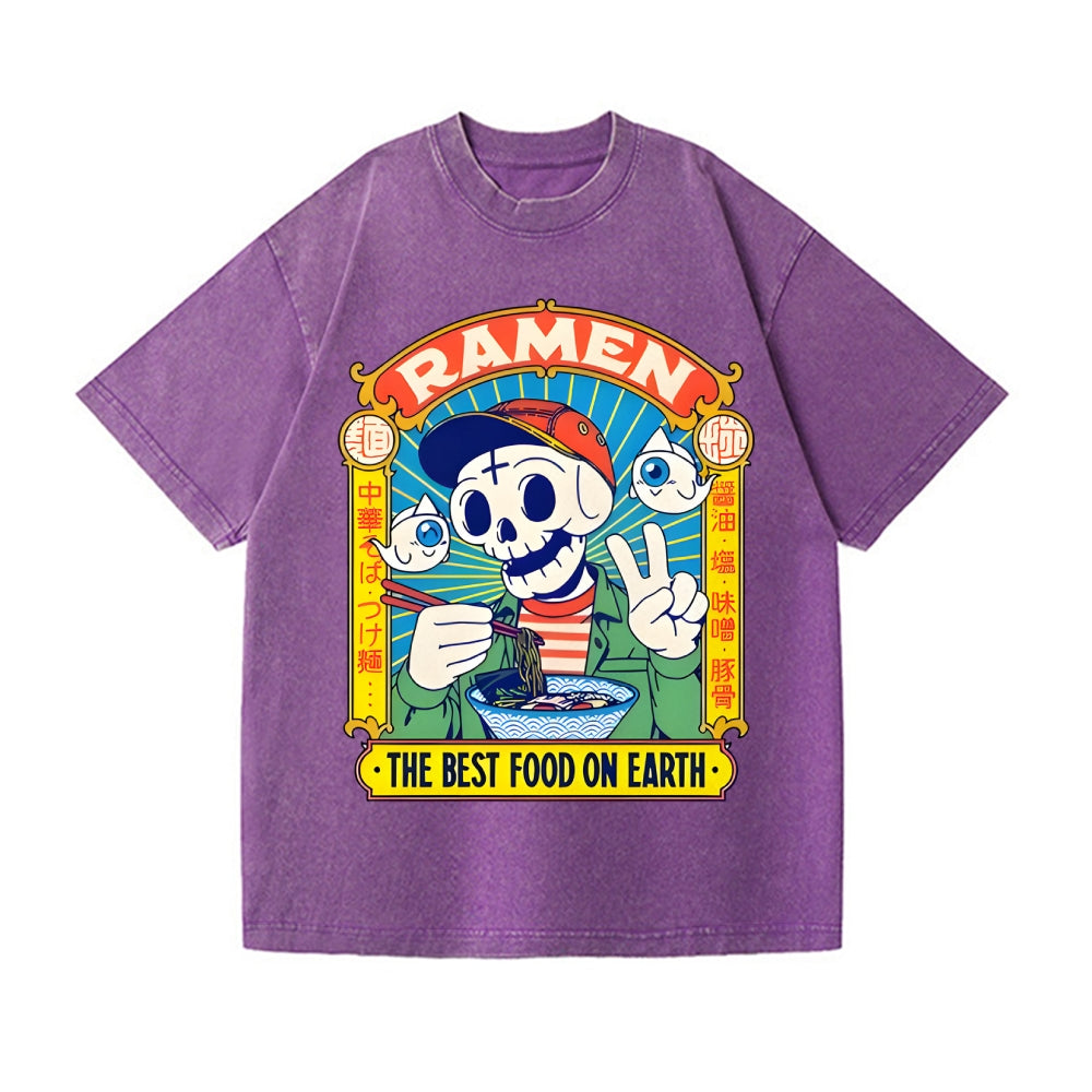 Ramen Skull Vintage Wash Japanese Design T-Shirt