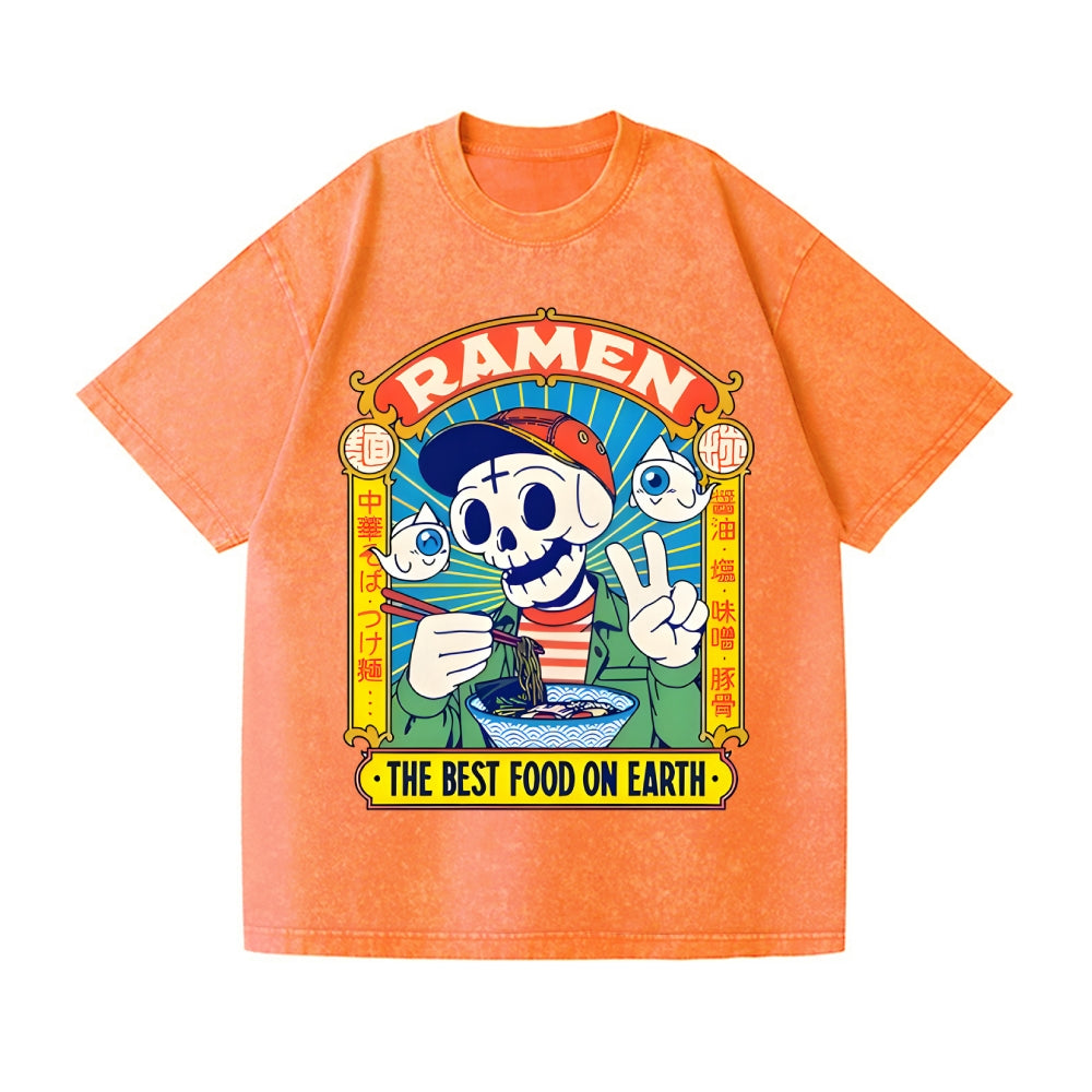 Ramen Skull Vintage Wash Japanese Design T-Shirt