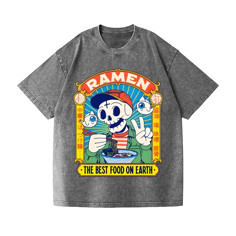 Ramen Skull Vintage Wash Japanese Design T-Shirt
