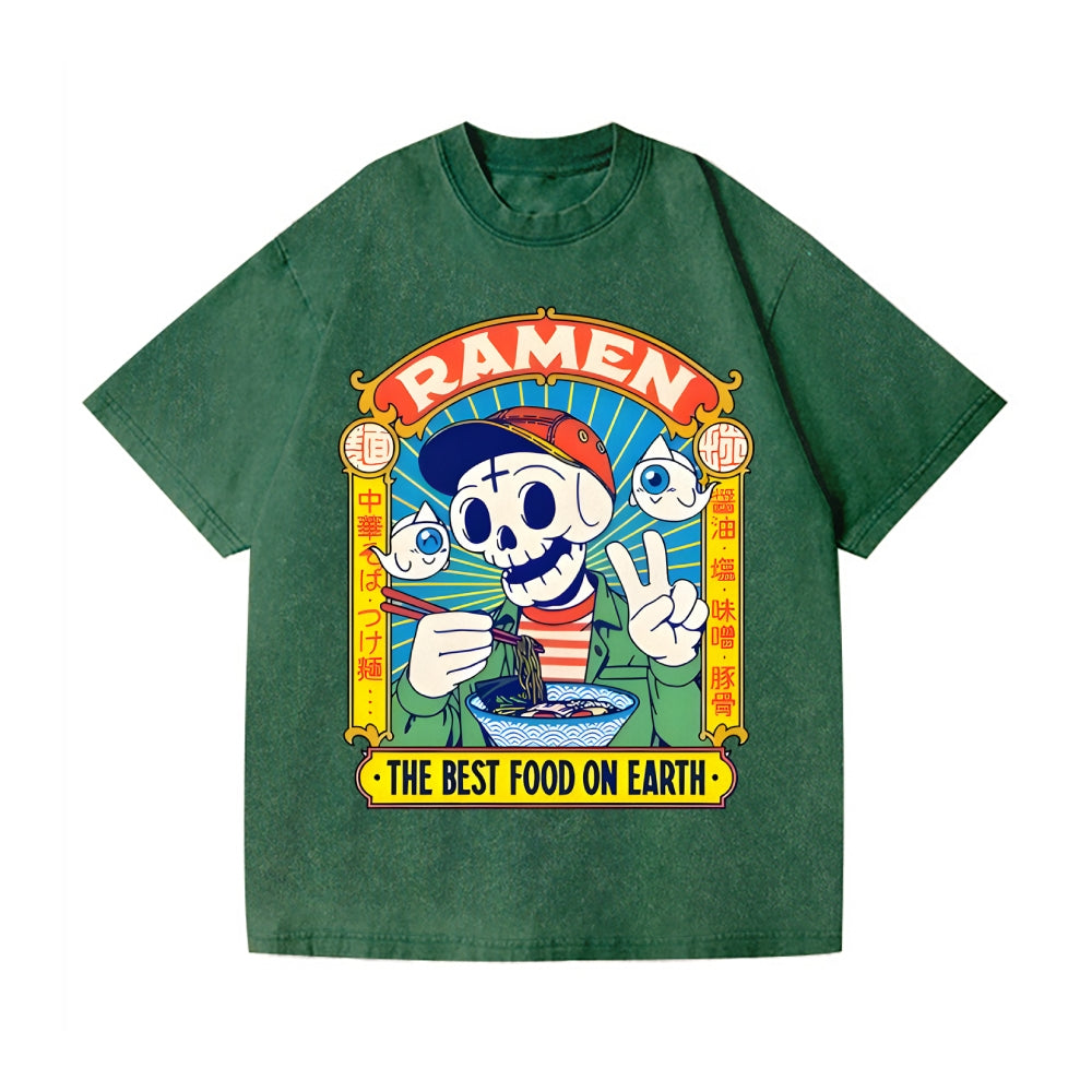 Ramen Skull Vintage Wash Japanese Design T-Shirt