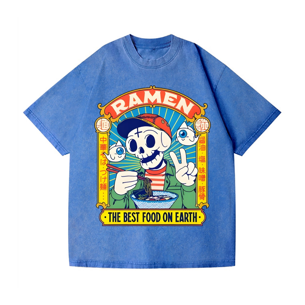 Ramen Skull Vintage Wash Japanese Design T-Shirt