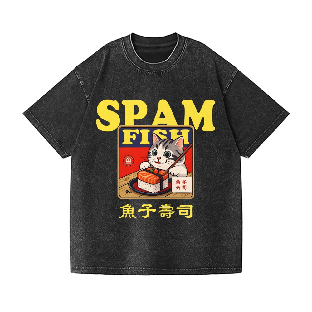 Spam Cat Vintage Wash Japanese Design T-Shirt