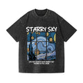 Starry Sky Vintage Wash Japanese Design T-Shirt