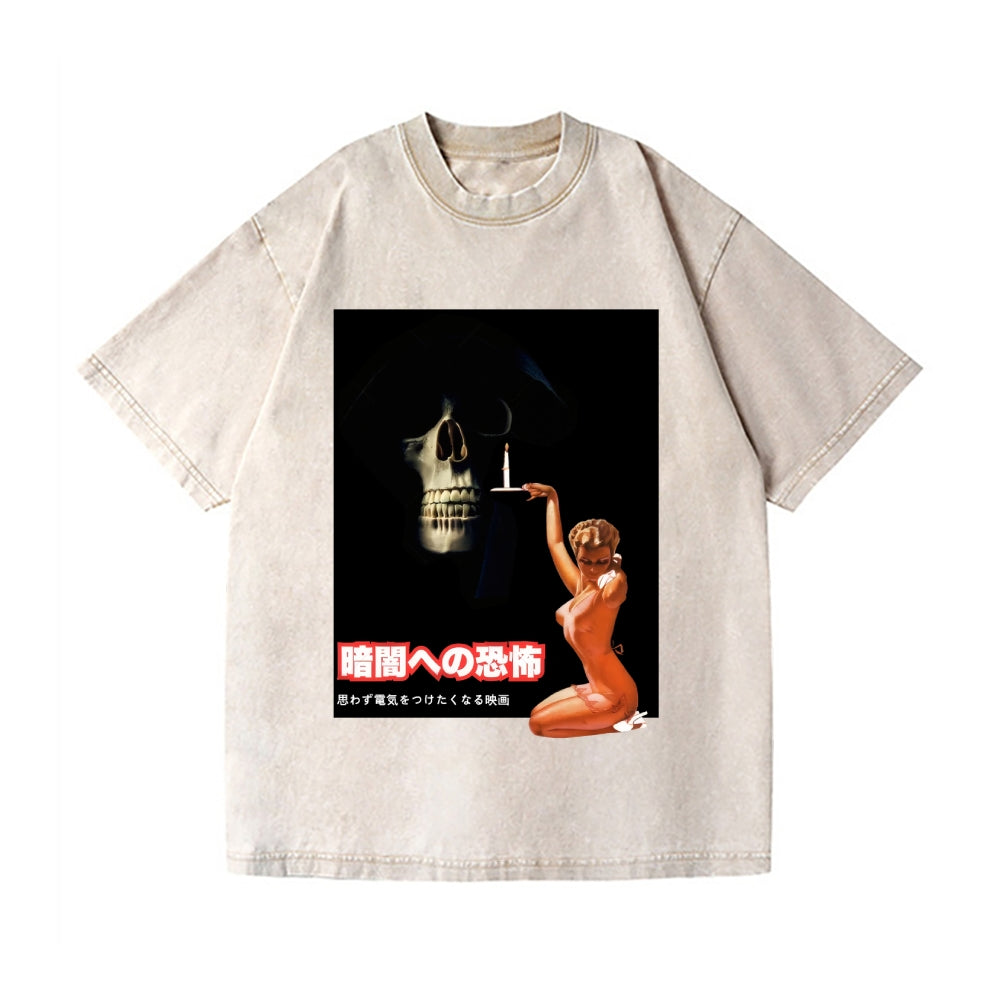 Horror Movie Poster Vintage Wash Japanese Design T-Shirt