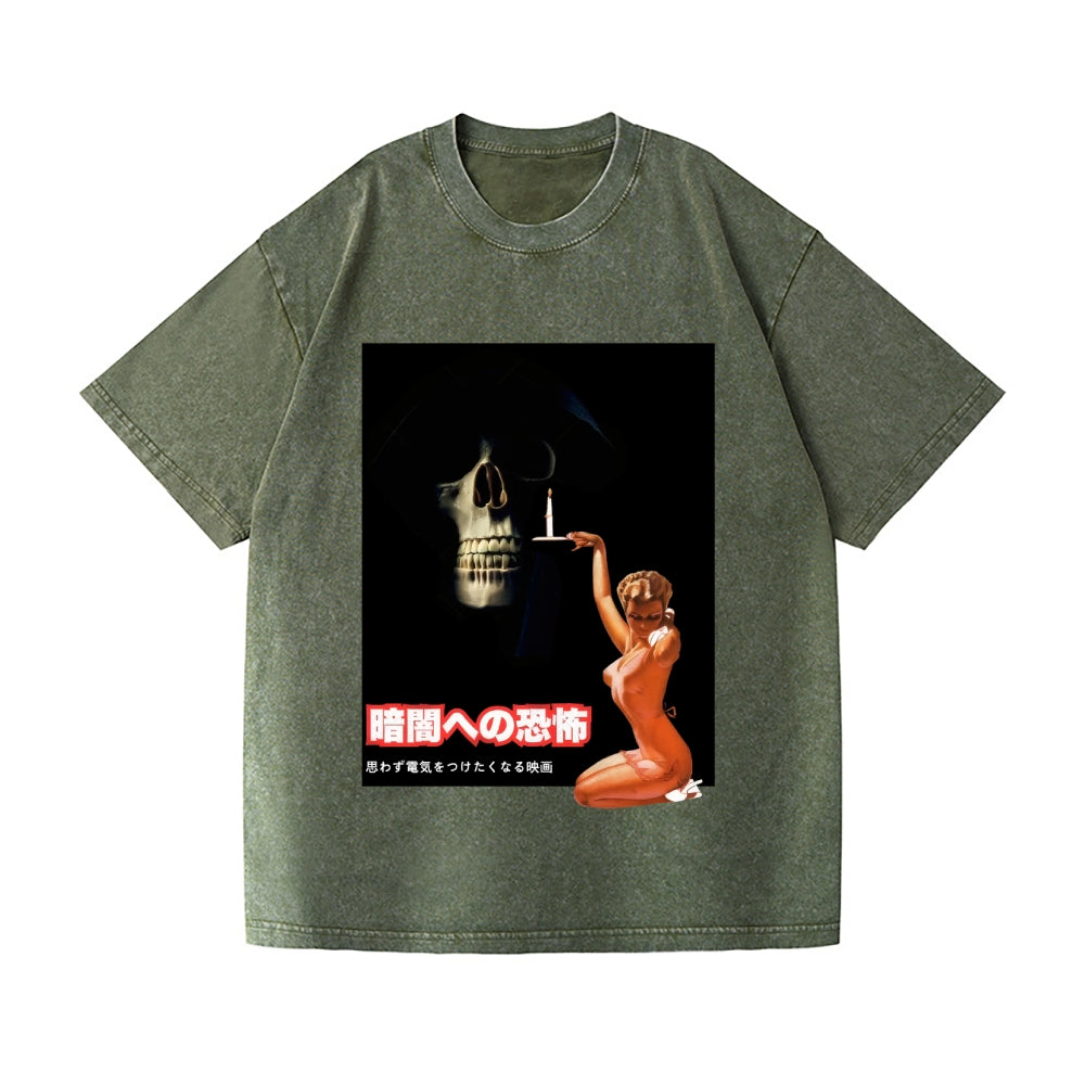 Horror Movie Poster Vintage Wash Japanese Design T-Shirt