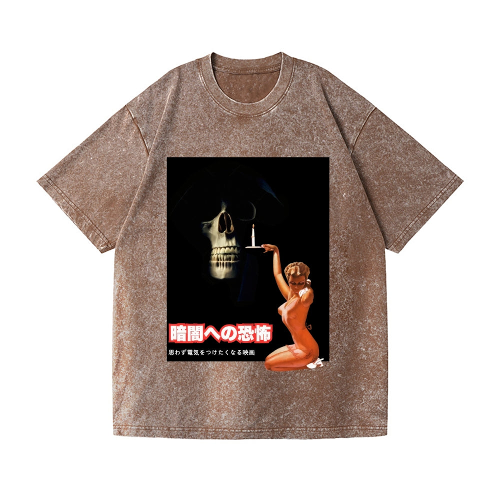 Horror Movie Poster Vintage Wash Japanese Design T-Shirt