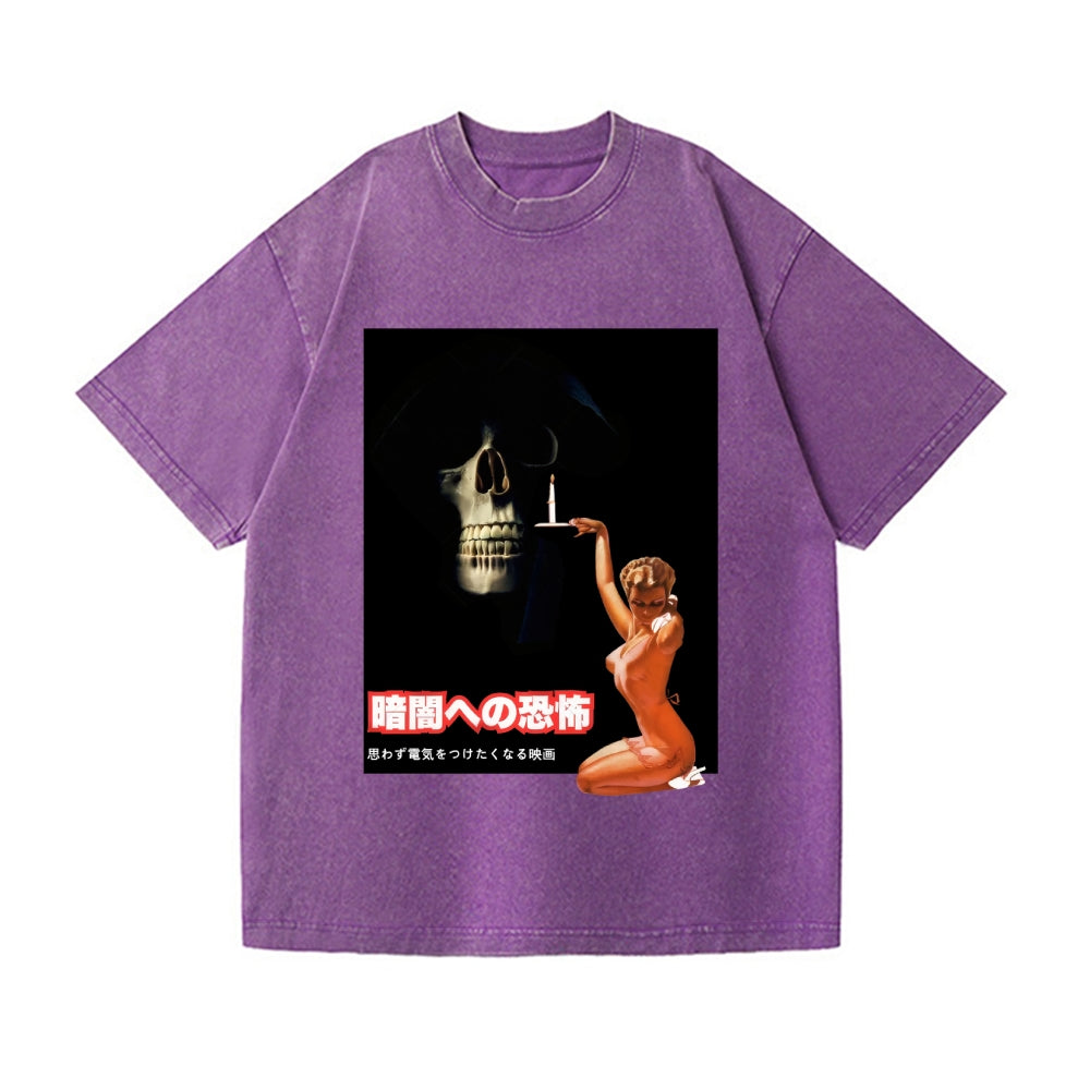 Horror Movie Poster Vintage Wash Japanese Design T-Shirt