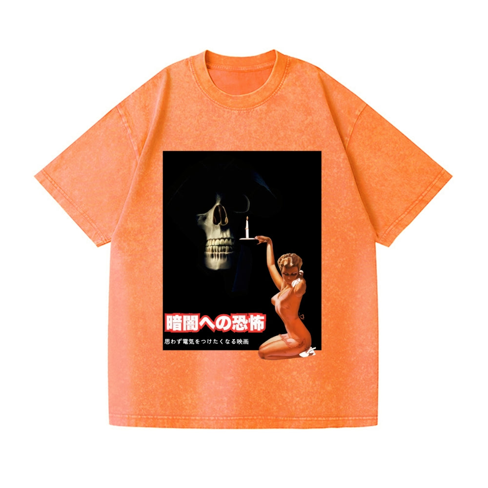 Horror Movie Poster Vintage Wash Japanese Design T-Shirt