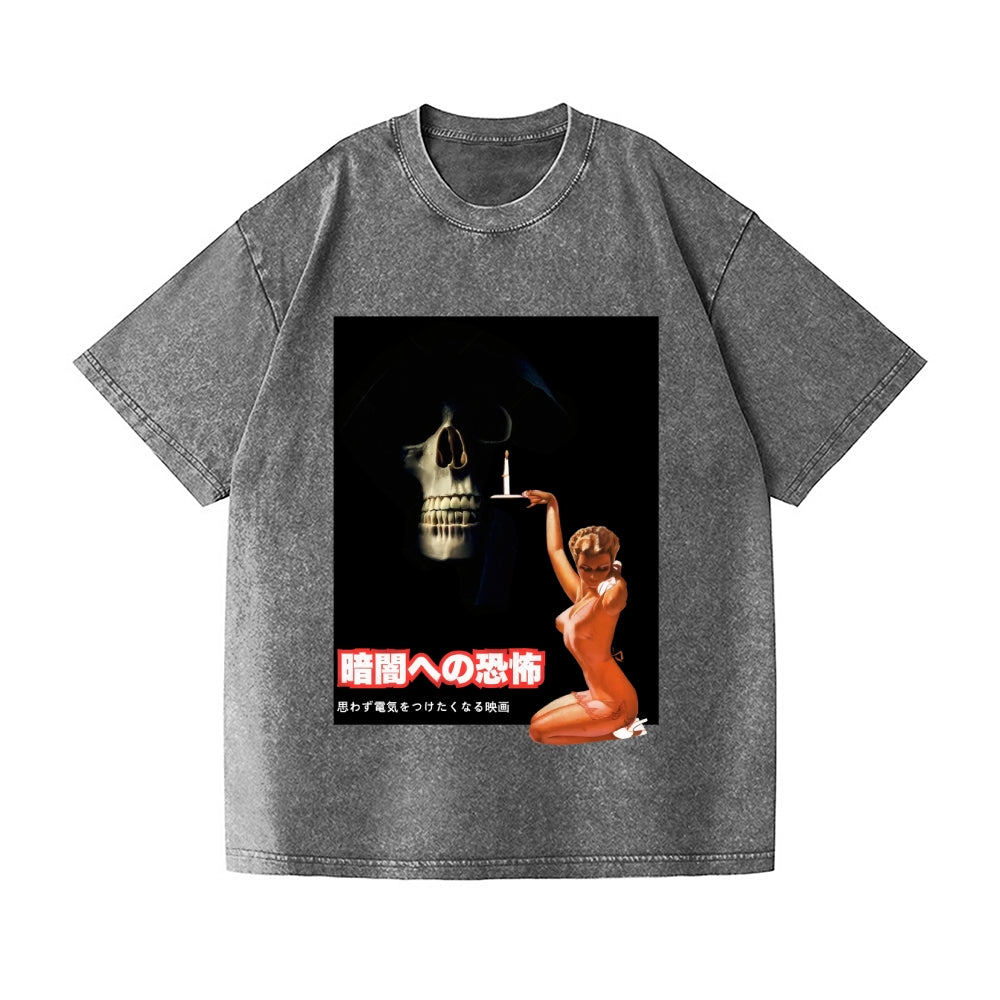 Horror Movie Poster Vintage Wash Japanese Design T-Shirt