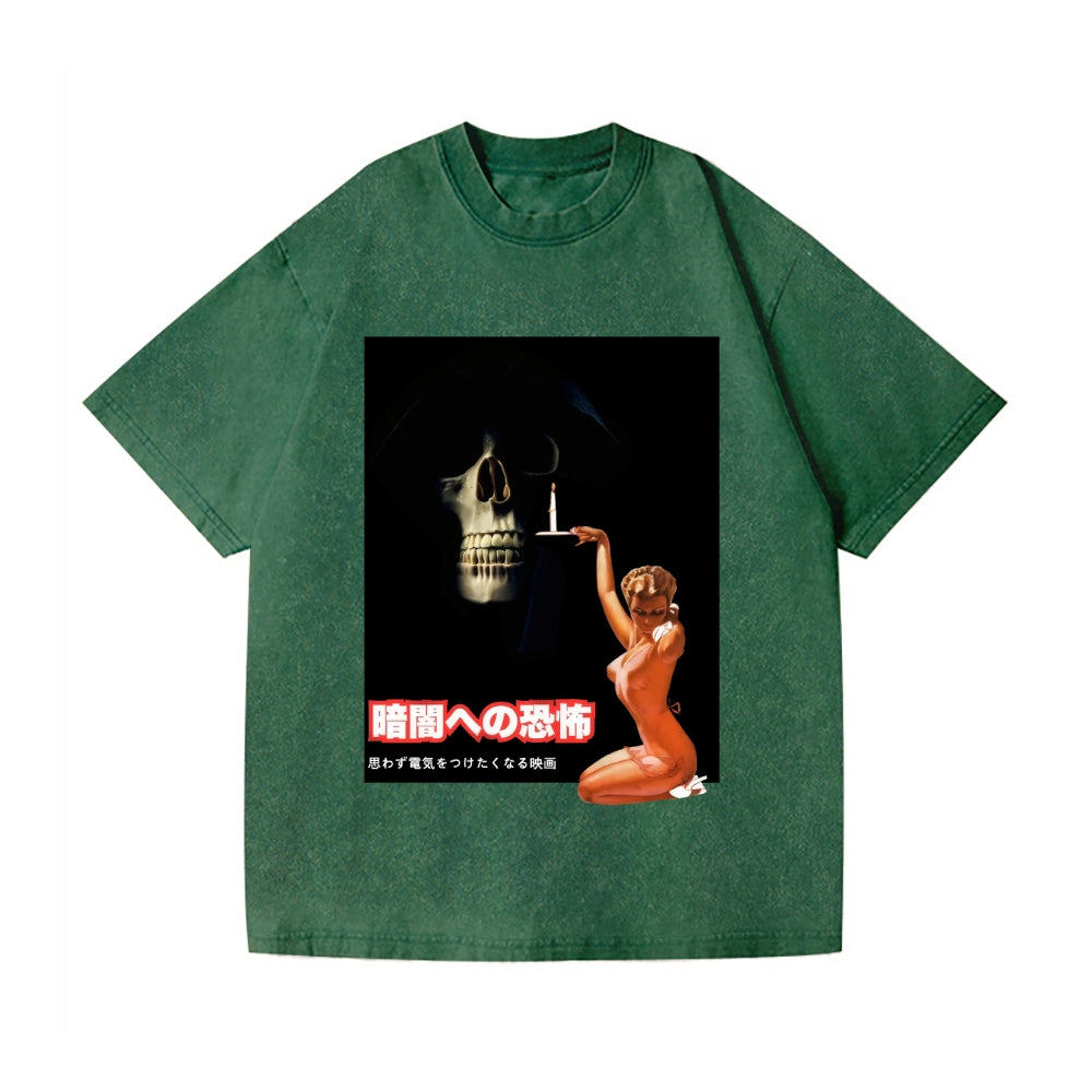 Horror Movie Poster Vintage Wash Japanese Design T-Shirt