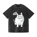 UH? Cat Vintage Wash Japanese Design T-Shirt