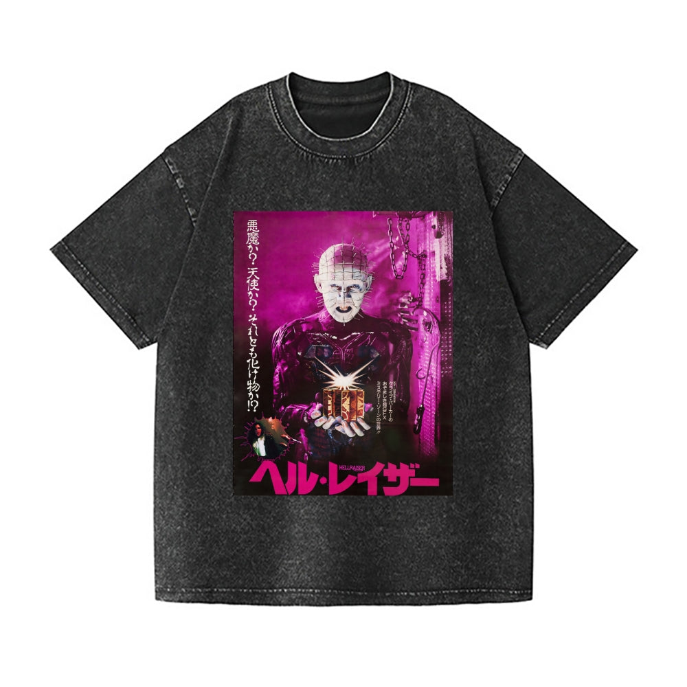 Pink Hellraiser Vintage Wash Japanese Design T-Shirt