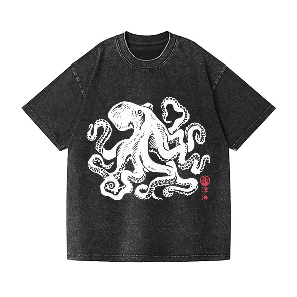 Octopus Vintage Wash Japanese Design T-Shirt