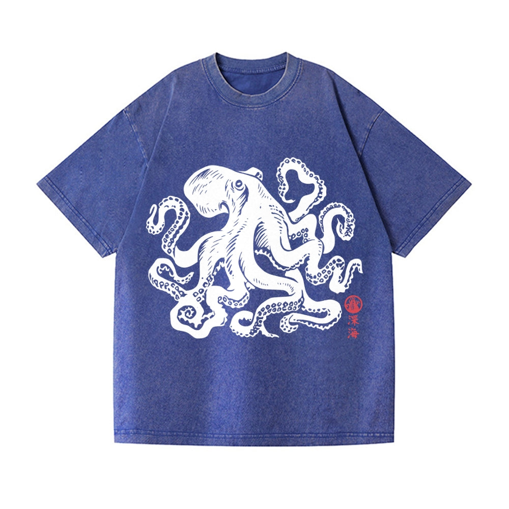 Octopus Vintage Wash Japanese Design T-Shirt