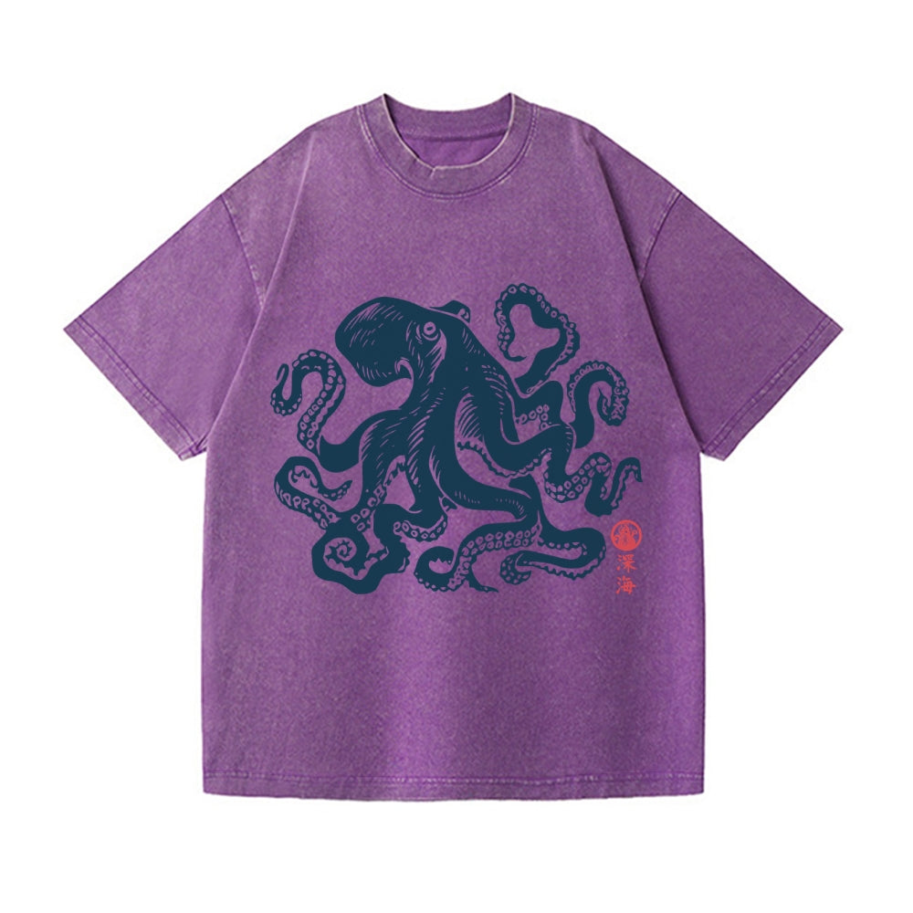 Octopus Vintage Wash Japanese Design T-Shirt