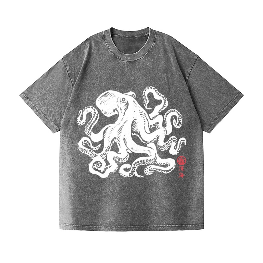 Octopus Vintage Wash Japanese Design T-Shirt