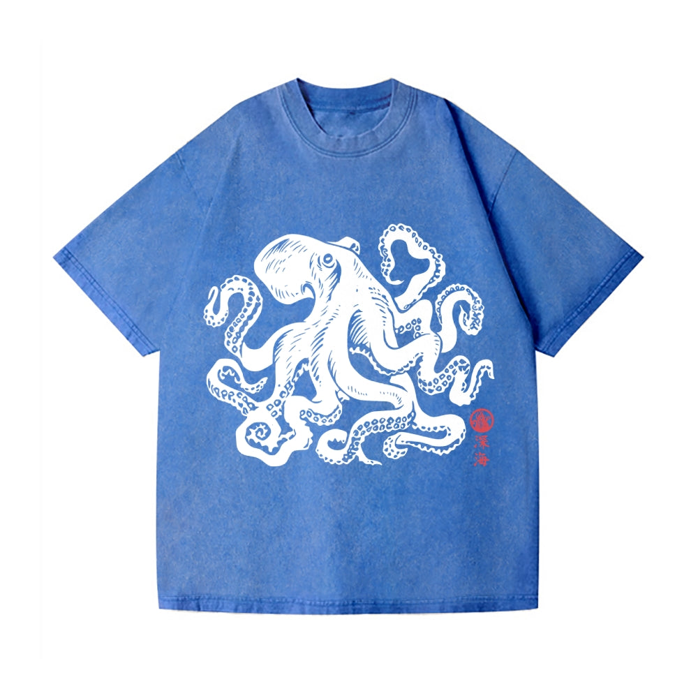 Octopus Vintage Wash Japanese Design T-Shirt