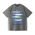 Sardines Lisboa Fish Market Vintage Wash Japanese Design T-Shirt