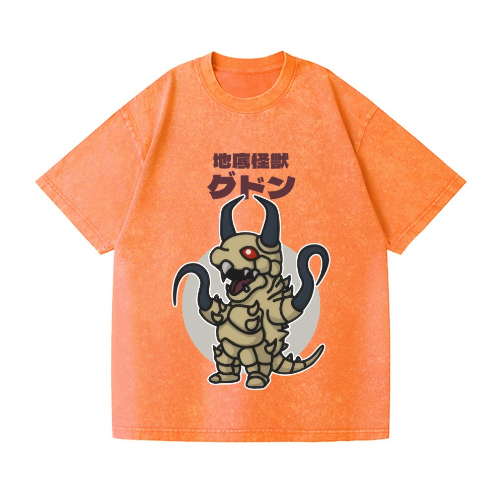 Subterranean Kaiju Gudon Chibi Kawaii Vintage Wash Japanese Design T-Shirt