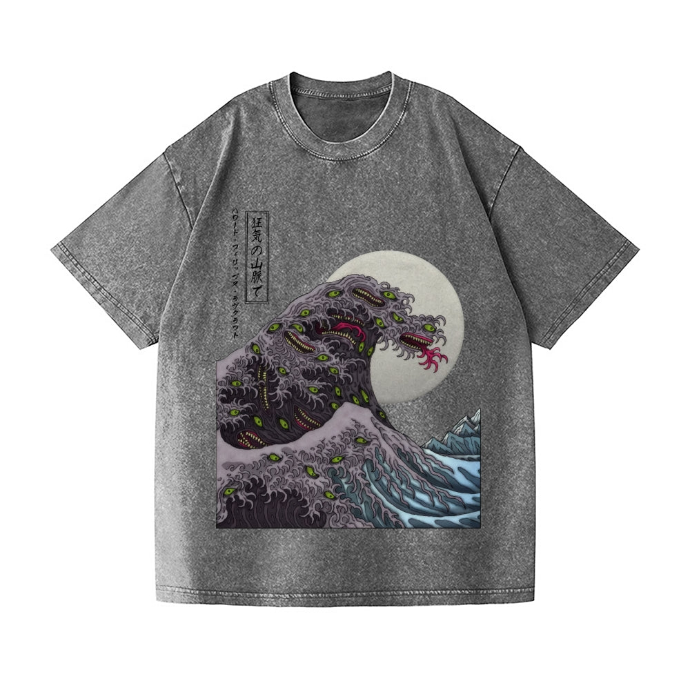 Great Wave Shoggoth Vintage Wash Japanese Design T-Shirt