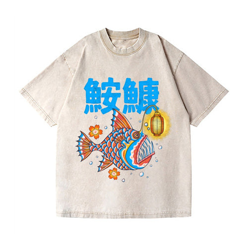Anglerfish Vintage Wash Japanese Design T-Shirt
