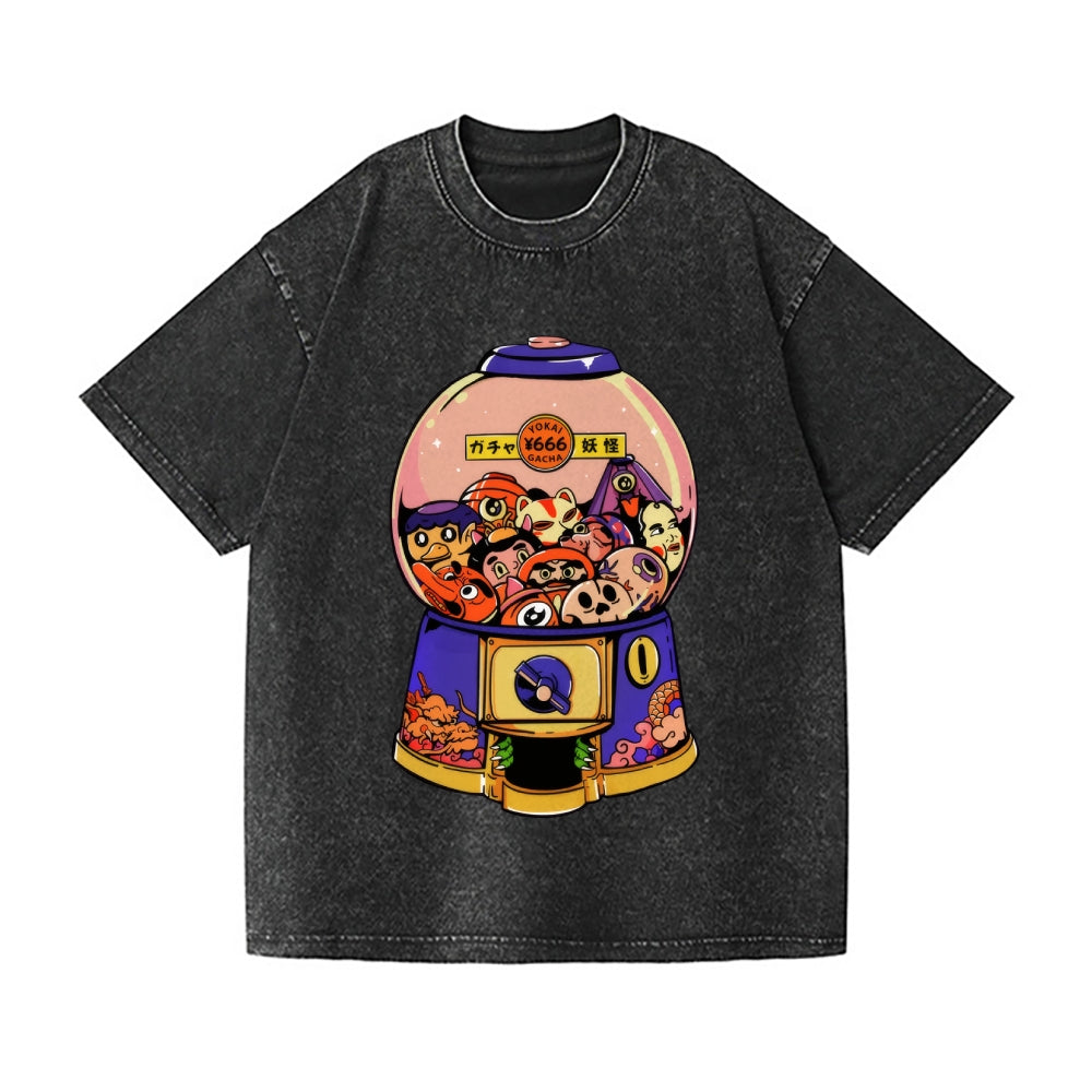Yokai Gachapon Vintage Wash Japanese Design T-Shirt
