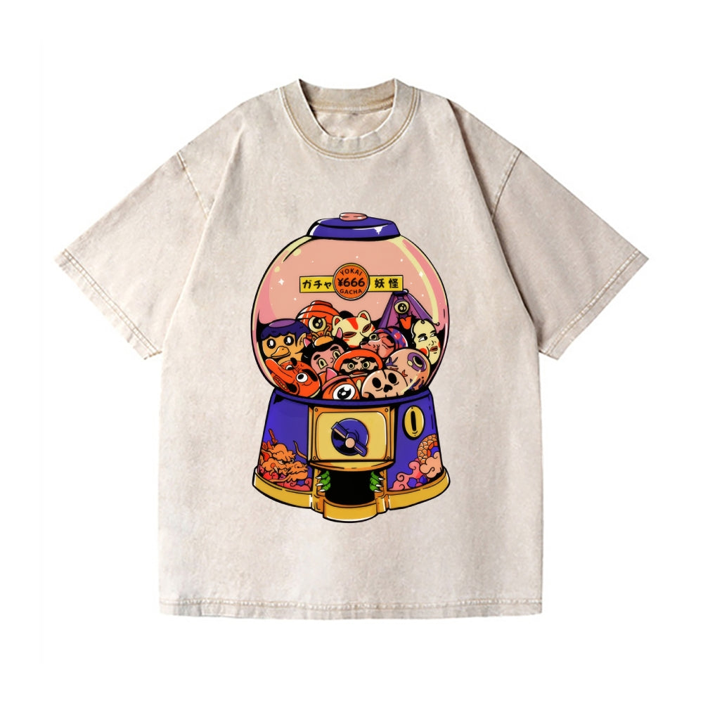 Yokai Gachapon Vintage Wash Japanese Design T-Shirt